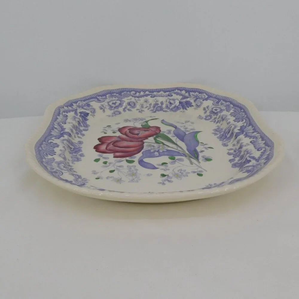 Spode Mayflower Fine China Old Backstamp 15" Oval Serving Platter England VTG - Picture 7 of 11